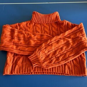 Cropped Orange turtle neck sweater size Medium lightly worn